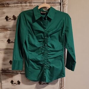 Green Button-Up Shirt By New York & Company